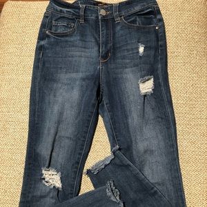 Dark washed high waisted jeans